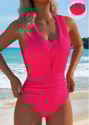 Hot Pink One Piece Swimwear and Bra