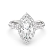 Knife Edge Scalloped Hidden Halo Engagement Ring