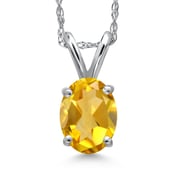 10K White Gold Oval 7X5MM Gemstone Pendant Necklace for Women With 18 Inch Chain
