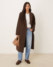 ASOS DESIGN throw on overcoat in chocolate