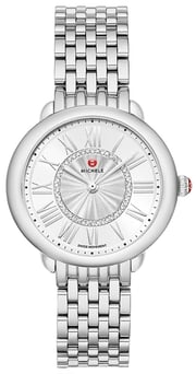 Michele Serein Mid Stainless Steel Diamonds Silver Dial Womens Watch MWW21B000147