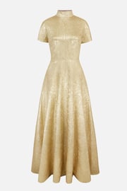 Malinda Dress In Gold Metallic Cloque