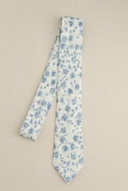 Chiffon Floral Print Tie | Ready To Ship | French Blue Posey