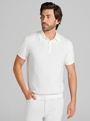 Jacquard Stripe Short Sleeve Polo Sweater