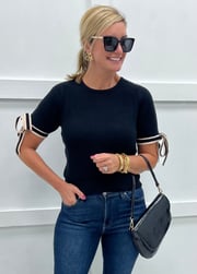 Adelaide Bow Sleeve Sweater (Black)