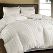 Down Comforter Oversized 750 Fill Power White Stripe - Luxurious 100% Egyptian Cotton Cover