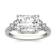 2.90 CTW DEW Radiant Moissanite Engagement Ring in 14K White Gold