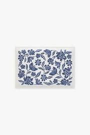 Bella Bouquet Delft Blue Bath Mat | Ruggable