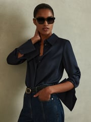 Silk Shirt in Navy