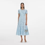 Blue Lace Embellished Midi Dress