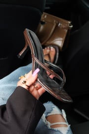 Deidra Mid Heel Mules - Brown