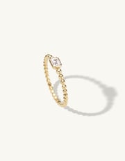 Beaded Emerald Cut Ring