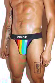Pride Rainbow Stripe Jockstrap- Black