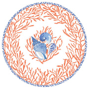Shell Toile Paper Placemats in Coral & Blue - 12 Per Package,