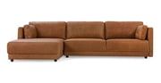 Domus 114" Leather Sofa Sectional Left, Chestnut