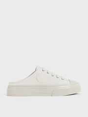 White Kay Nylon Two-Tone Slip-On Sneakers | CHARLES & KEITH