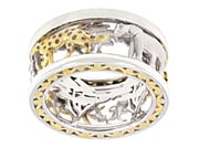 White Diamond Rhodium & 24K Yellow Gold Over Palladium Sterling Silver Safari Spinner Ring