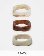 ASOS DESIGN - Lot de 3 bracelets jonc en résine résistante - Neutre