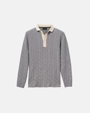 Grey Cotton Cable Knit Rugby (PRE-ORDER)