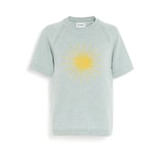 Short-sleeved cashmere top with sunburst motif