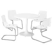DOCKSTA / TOBIAS Table and 4 chairs - white white/transparent chrome plated 40 1/2 "
