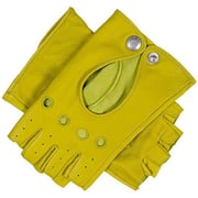 Dents Paris Hairsheep Leather Half Finger Driving Gloves - Lime Green