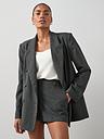 Oversized Check Blazer - Black
