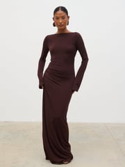Hadley Cowl Back Jersey Maxi Dress - Brown