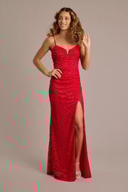 Glitter Lace Ruched Sheath Dress