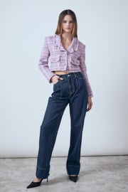 Tonal Boucle Tweed Short Blazer