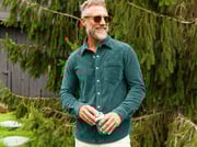 The Velour Pearl Snap - Jacquard - Pine