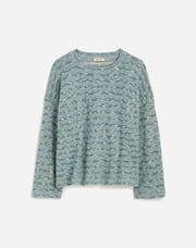 Crewneck Long-Sleeve Knit Tee in Stripe