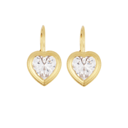Bezel Heart Drop Earrings