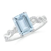 Emerald-Cut Solitaire Aquamarine Infinity Twist Ring