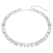 Millenia Tennis necklace, Octagon cut, White, Rhodium plated