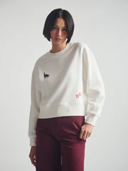 Women's Brooklyn Cat Sweatshirt in Antique White