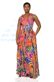 Seas The Day Halter Top Maxi Dress (Pink Multi)- FINAL SALE