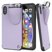 Punkcase iPhone XS Airpods Case Holder (TopPods Series) | Slim & Durable 2 in 1 Cover Designed for iPhone XS (6.1") | Protects Your Phone & Stores Your AirPods Gen. 1 & 2 [Purple]
