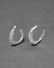 Solanales Silver Crystal Twist Mini Hoop Earring