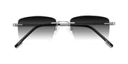 Silver / Light Gray Classic Rectangle Rimless Gradient Sunglasses with Gray Sunwear Lenses - Yam
