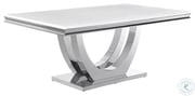 Kerwin Chrome And White Faux Marble Top Rectangle Dining Table