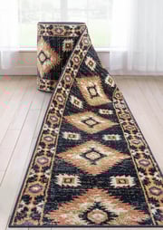 Custom Size Runner Lea Southwestern Tribal Blue Choose Your Width x Choose Your Length Hallway Runner Rug