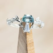 "FAE" - MUSHROOM RING WITH MONTANA SAPPHIRE & DIAMOND ACCENT ON A BRANCH-STYLE BAND