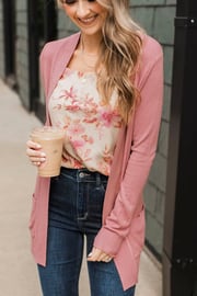 Comfortable With Myself Knit Cardigan- Dusty Pink