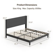 Twin/Full/Queen/King Bed Frame with Wingback Headboard, Upholstered Platform Bed