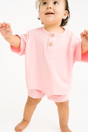 Peony Bamboo Button Slouchy Set