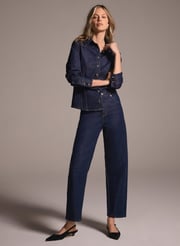 Dark Indigo Barrel Leg Jeans