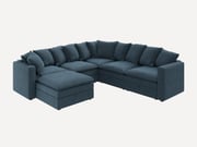 HONBAY 6-Piece Plush double-layer Cushion Corduroy Modular L-Shaped Sectional Cloud Sofa With Storage Ottoman