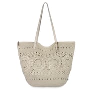 Faye Large Tote - Hand Crochet - Natural Medallion