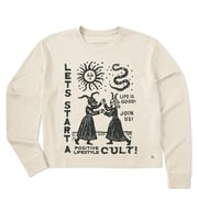 Women's Let's Start a Cult Long Sleeve Crusher Boxy Tee